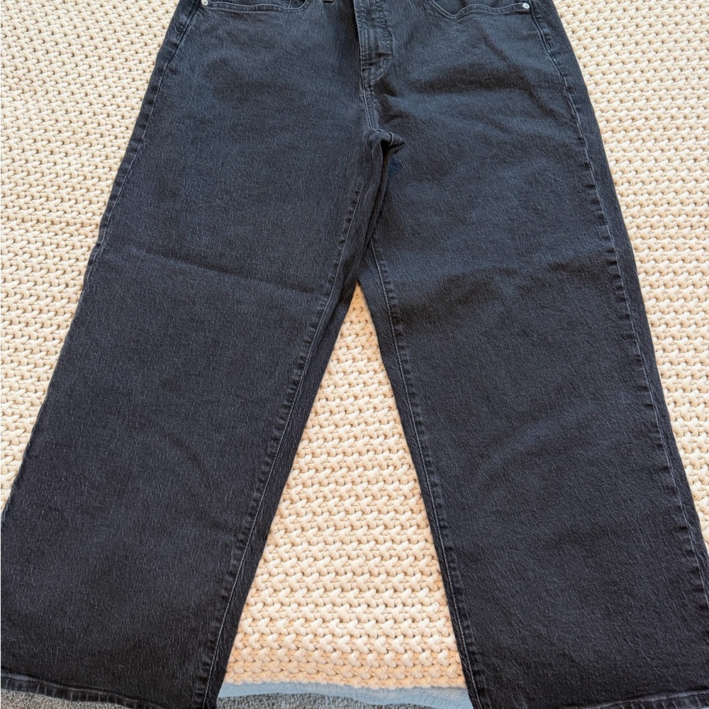 Madewell Black Wide-Leg Flare Jeans